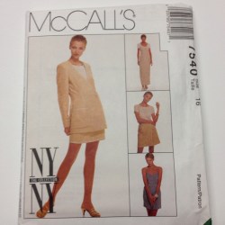 7540 MCCALLS NY NY JACKET,  STRAPPY DRESS LENGTHS, SKIRT,  KNIT TOP PATTERN 16